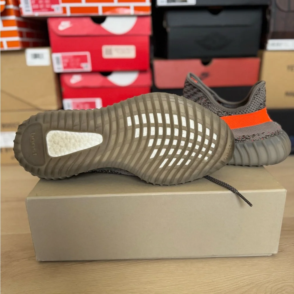 adidas Yeezy Boost 350 V2 Grey with Bright Orange Stripe
